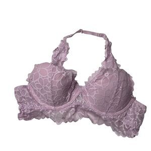 PINK Victoria's Secret pink floral Lace Halter strap Bra small